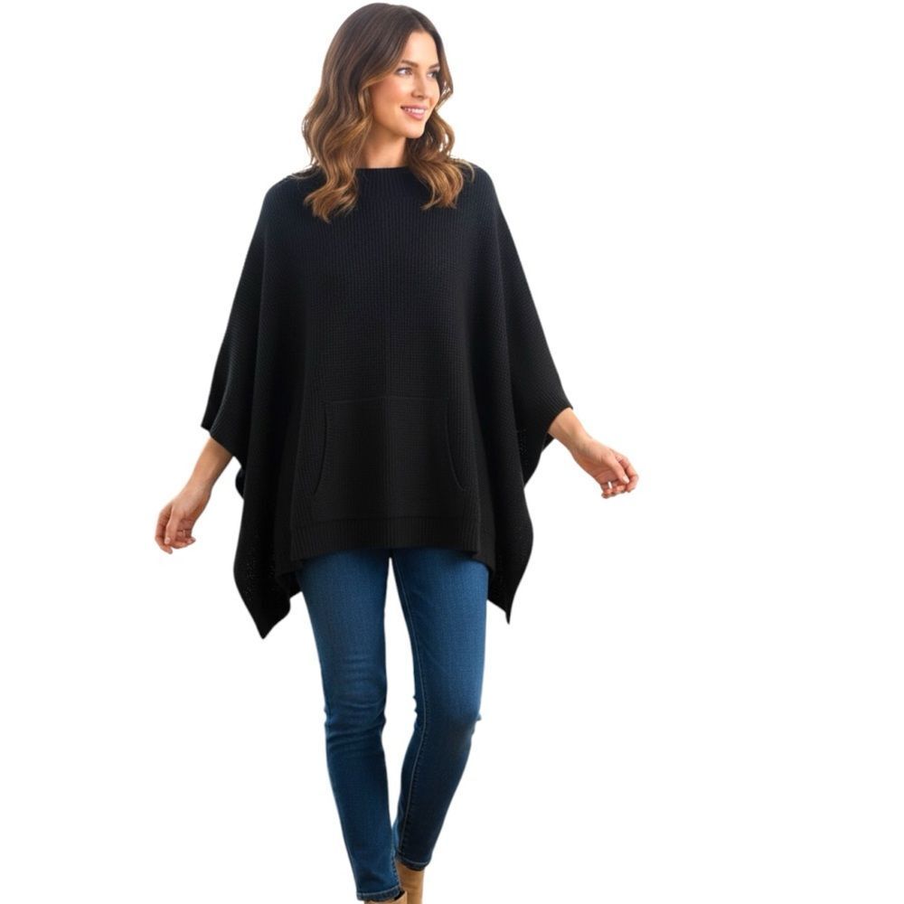 NWT Marla Wynne Ribbed Ponch Sweater with Arm Slits and Front Pouch Size Small